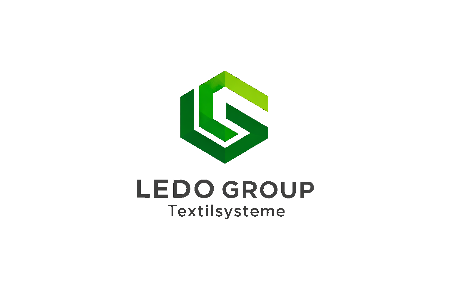 Das Logo der LED Group Testisysteme mit einem grünen, dreidimensionalen geometrischen Design, darunter der schwarze Schriftzug 'LED Group' und der graue Schriftzug 'Testisysteme'.