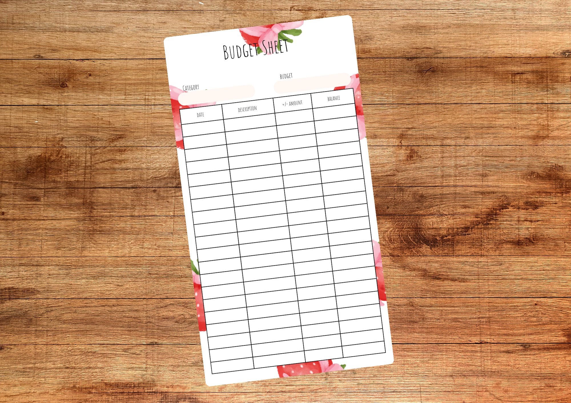 Strawberry Budget Sheet