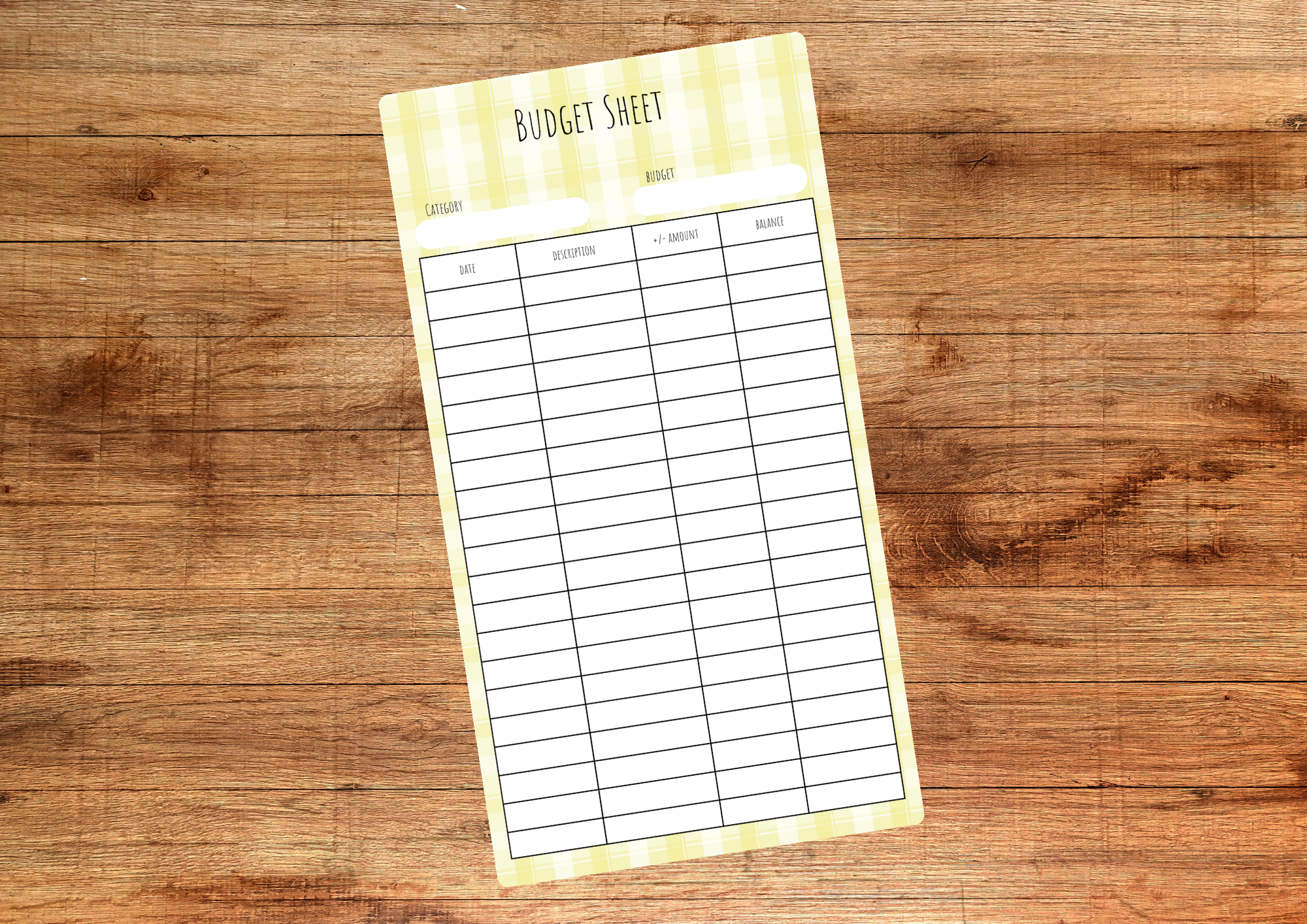 Yellow Check Budget Sheet