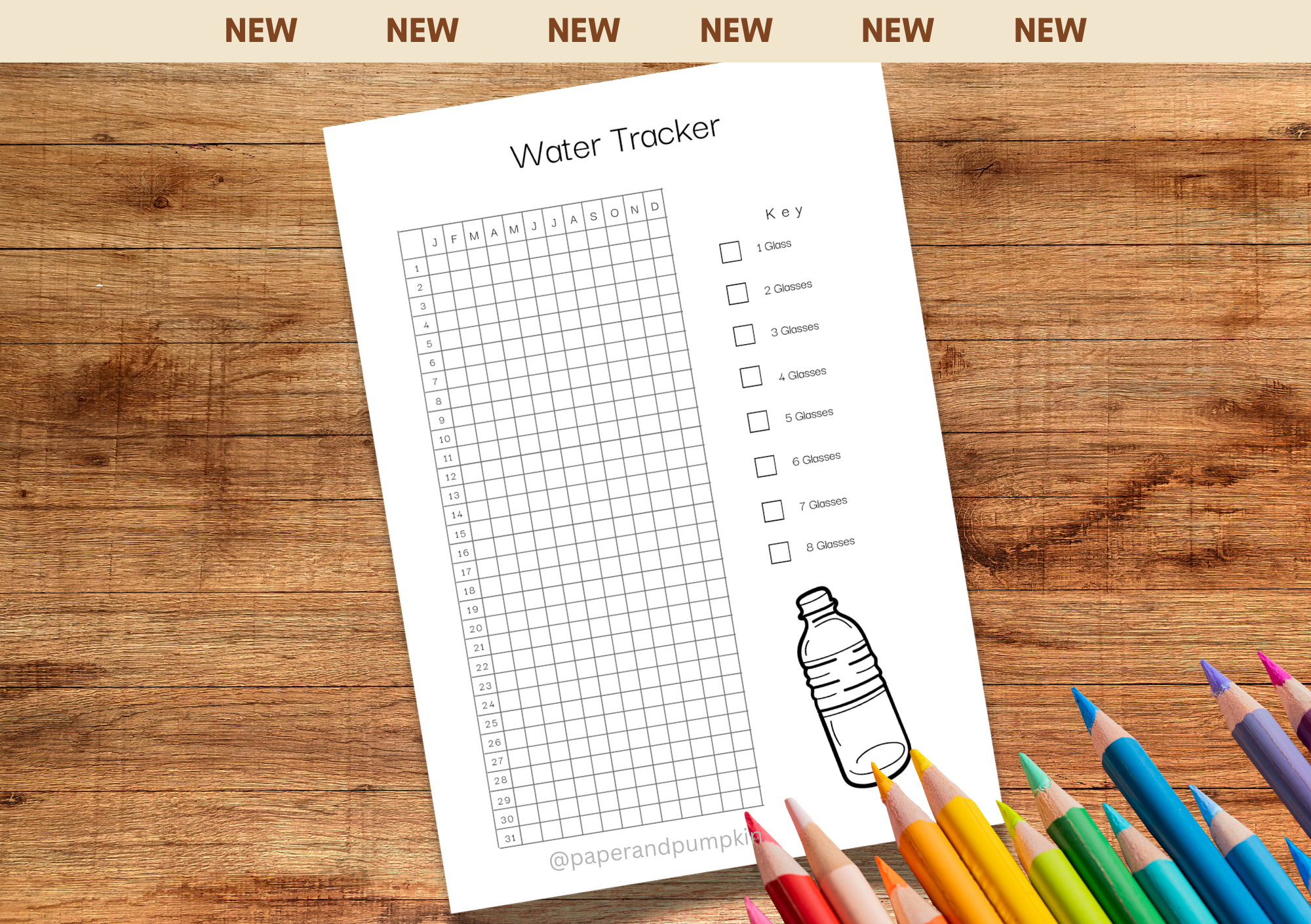 Water Tracker Bullet Journal Page
