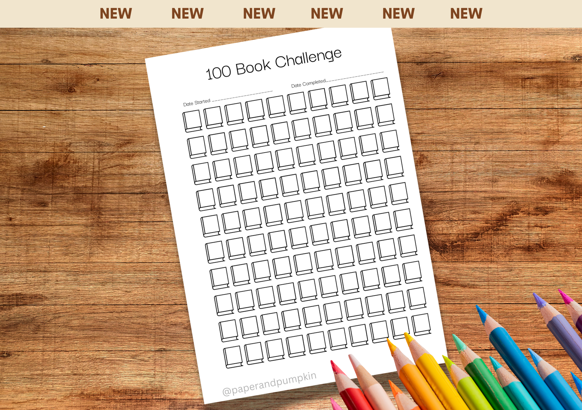 100 Book Challenge Bullet Journal Page