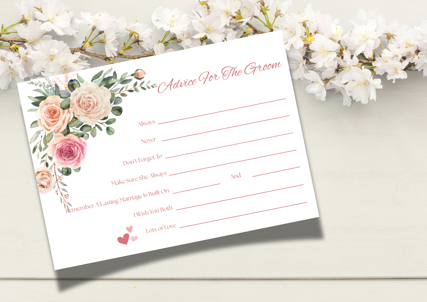 Advice To Groom Cards - Roses