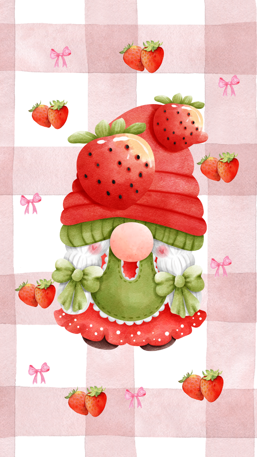 Strawberry Gonk Digital Download Phone Wallpaper