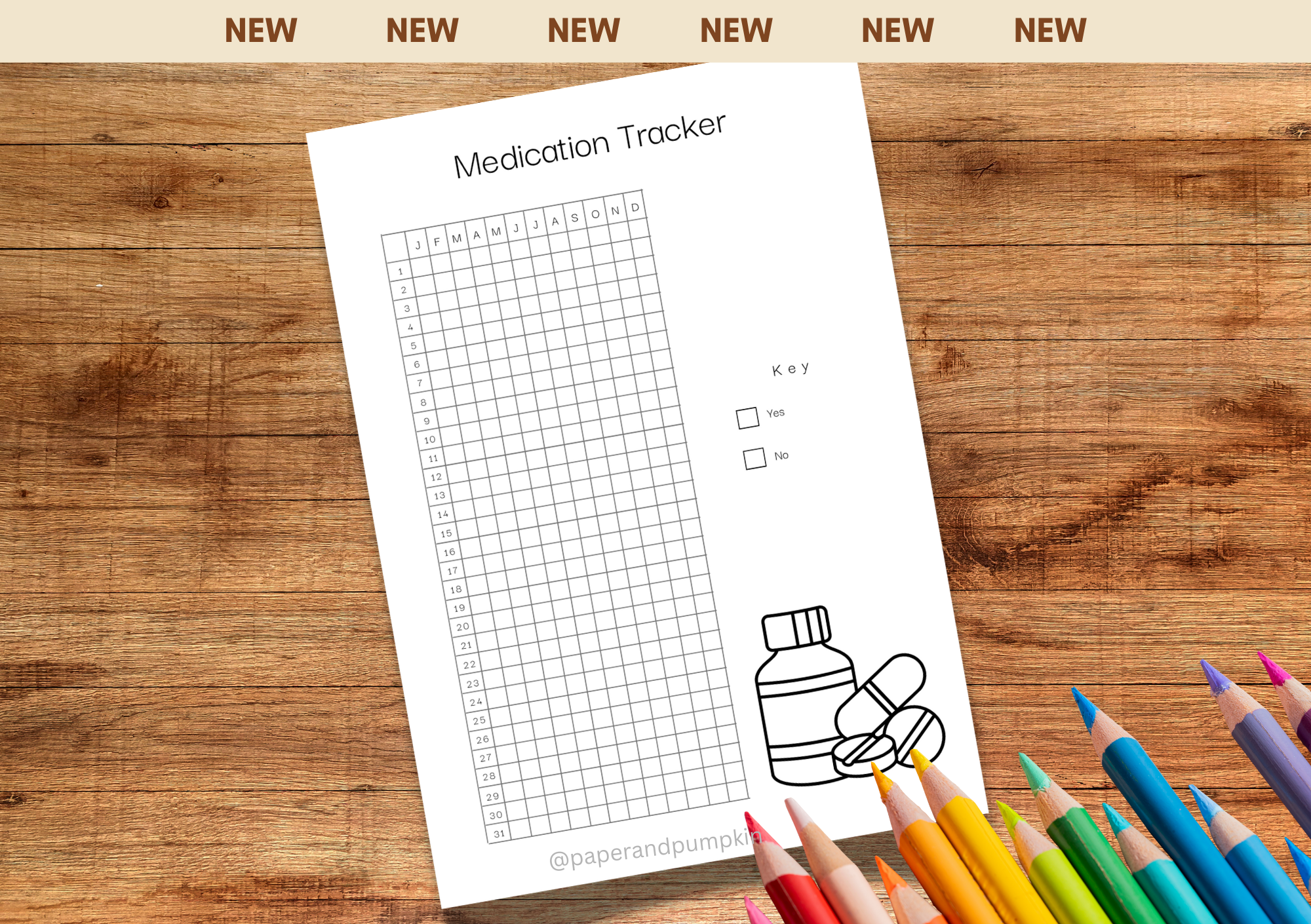 Medication Tracker Bullet Journal page