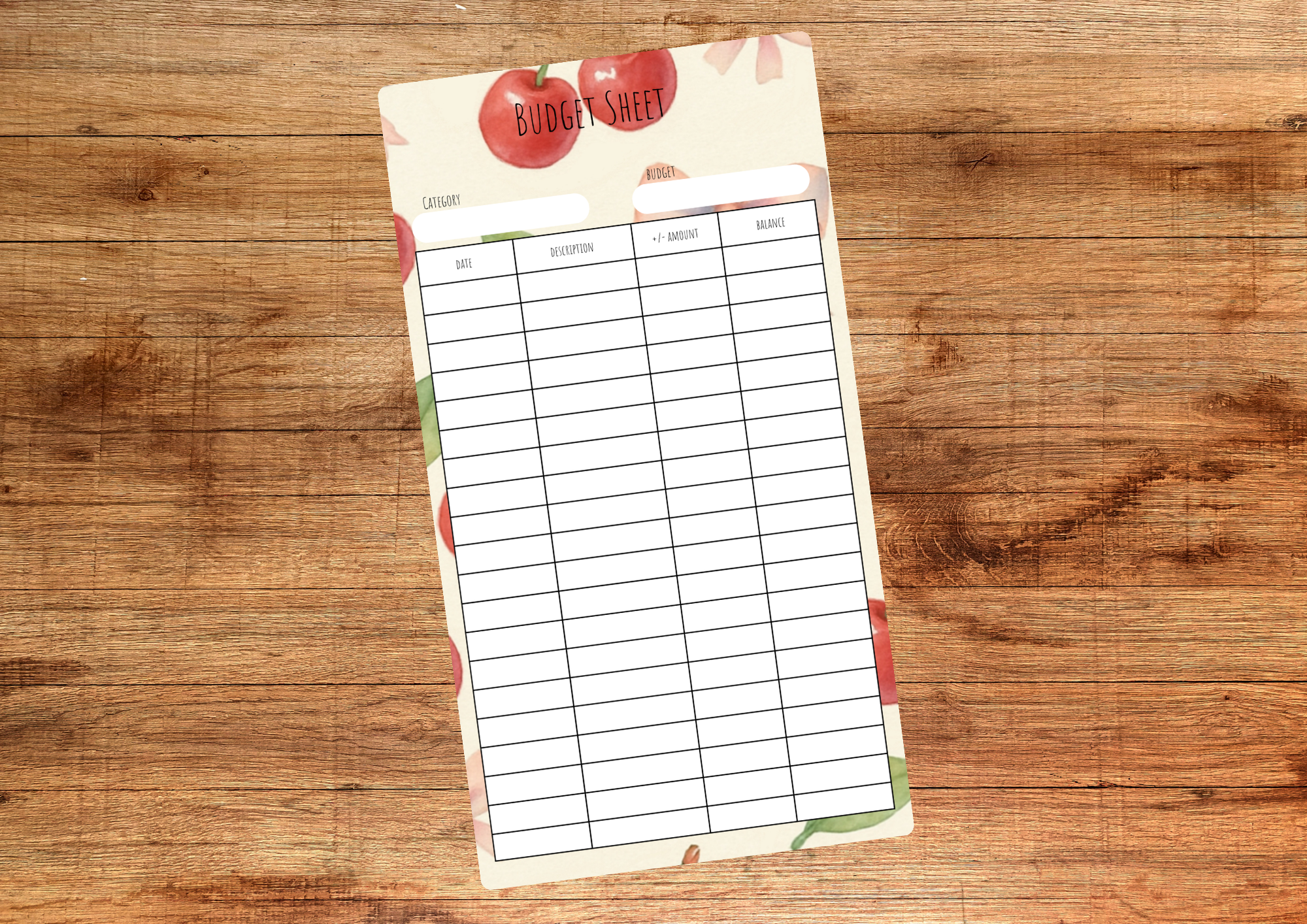 Cherry Budget Sheet