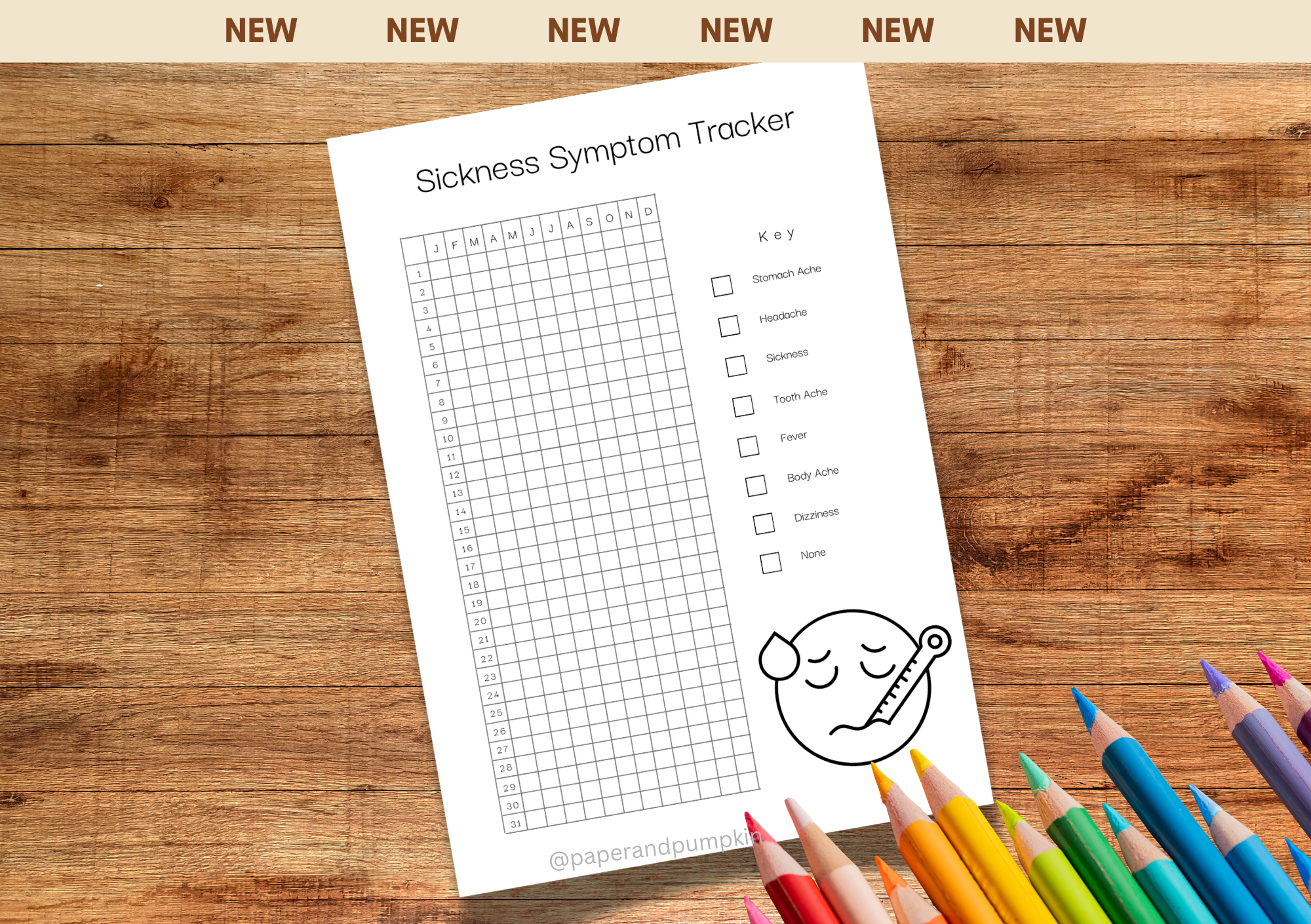 Sickness Symptom Tracker Bullet Journal Page