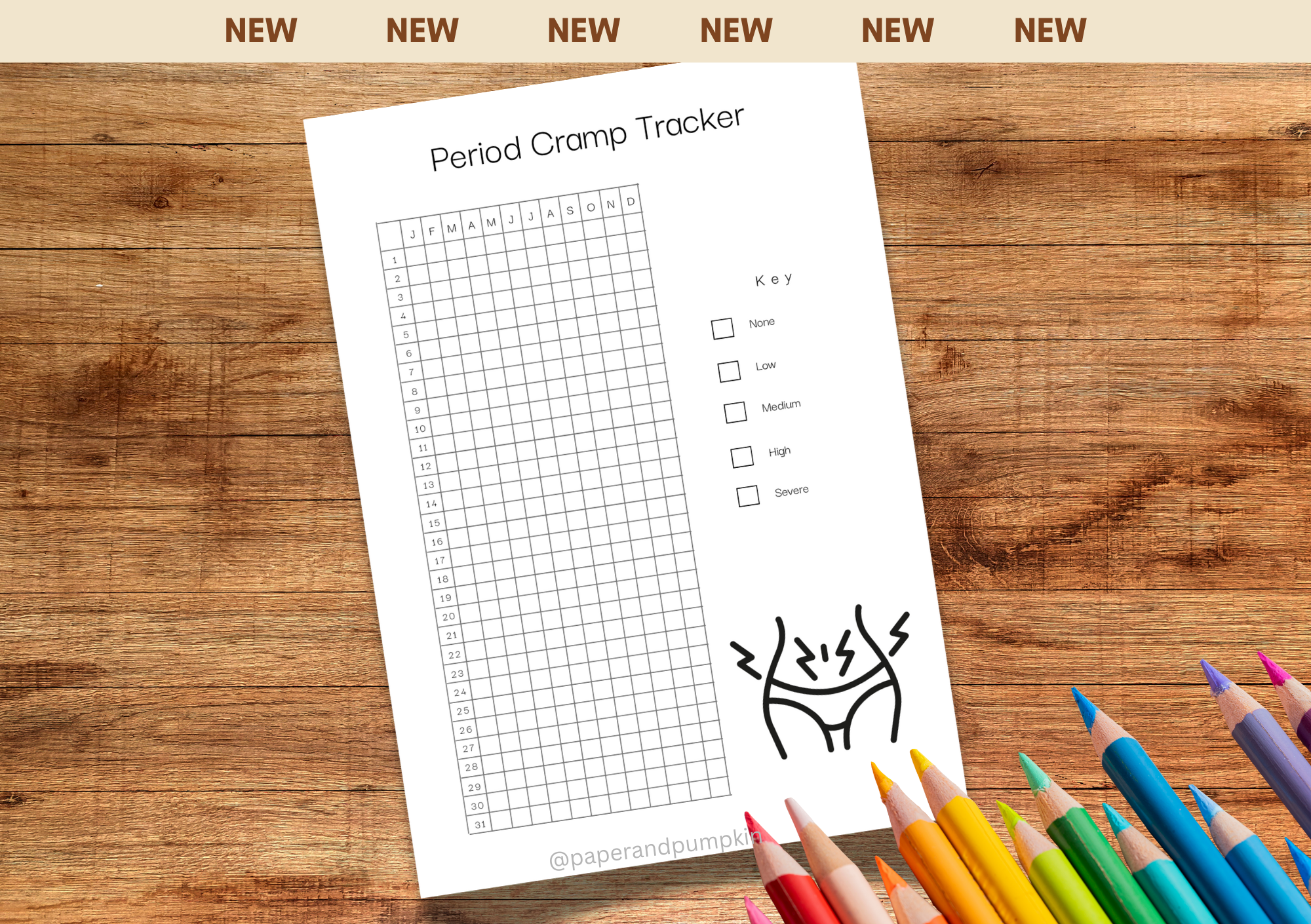 Period Cramp Tracker Bullet Journal Page