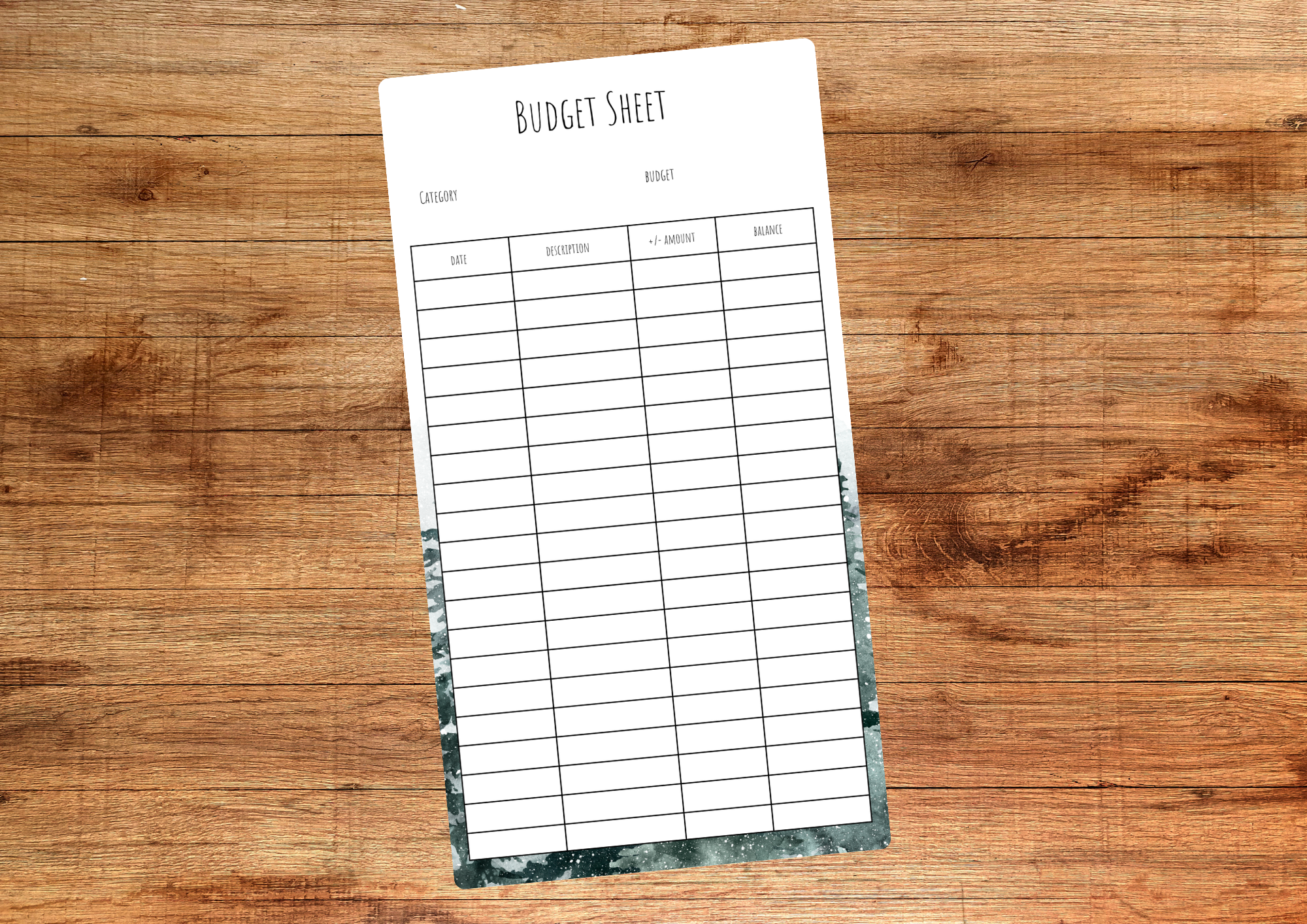 Snowy Tree Budget Sheet