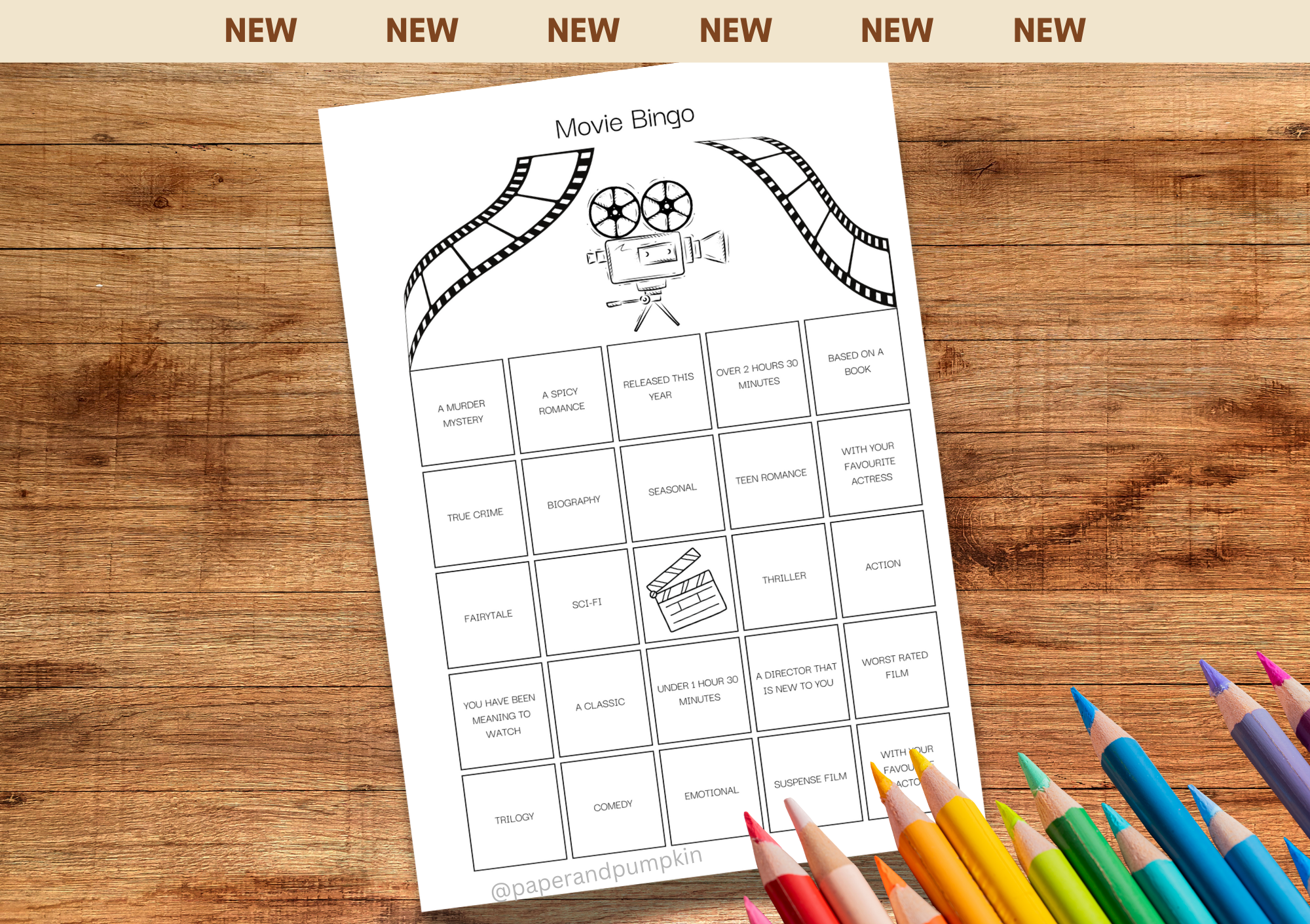 Movie Bingo Bullet Journal Page