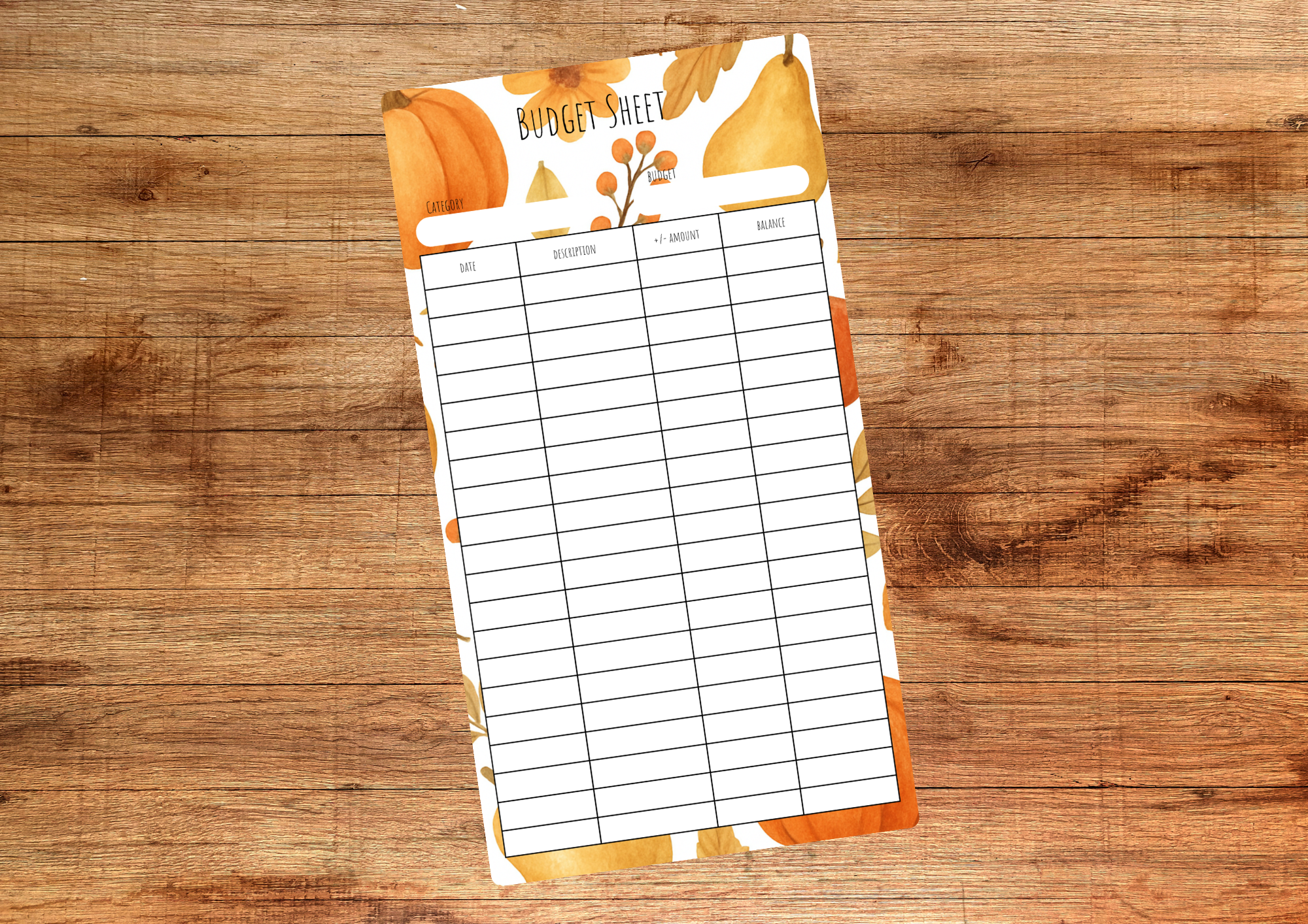 Pumpkin Budget Sheet