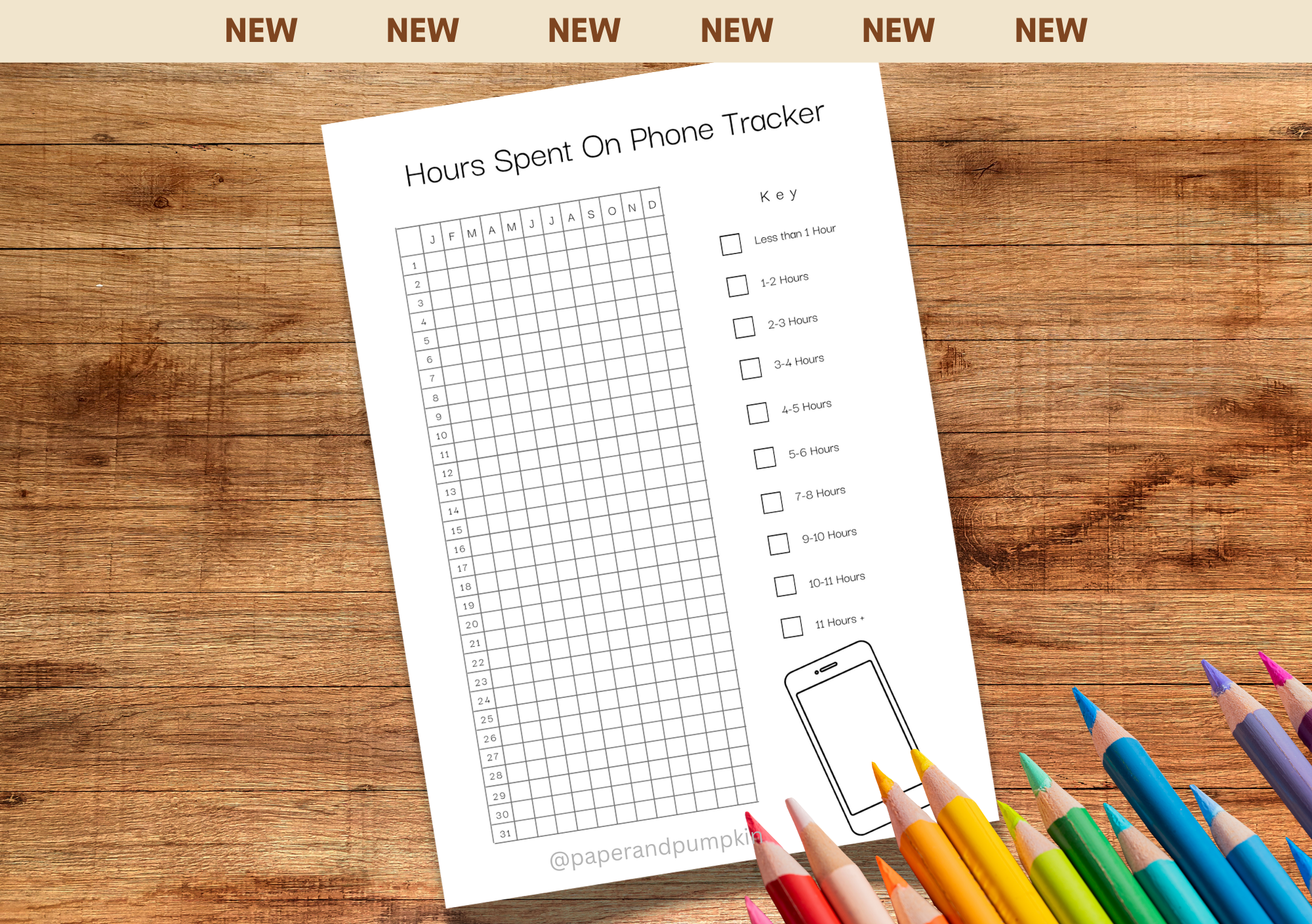 Hours Spent On Phone Tracker Bullet Journal Page