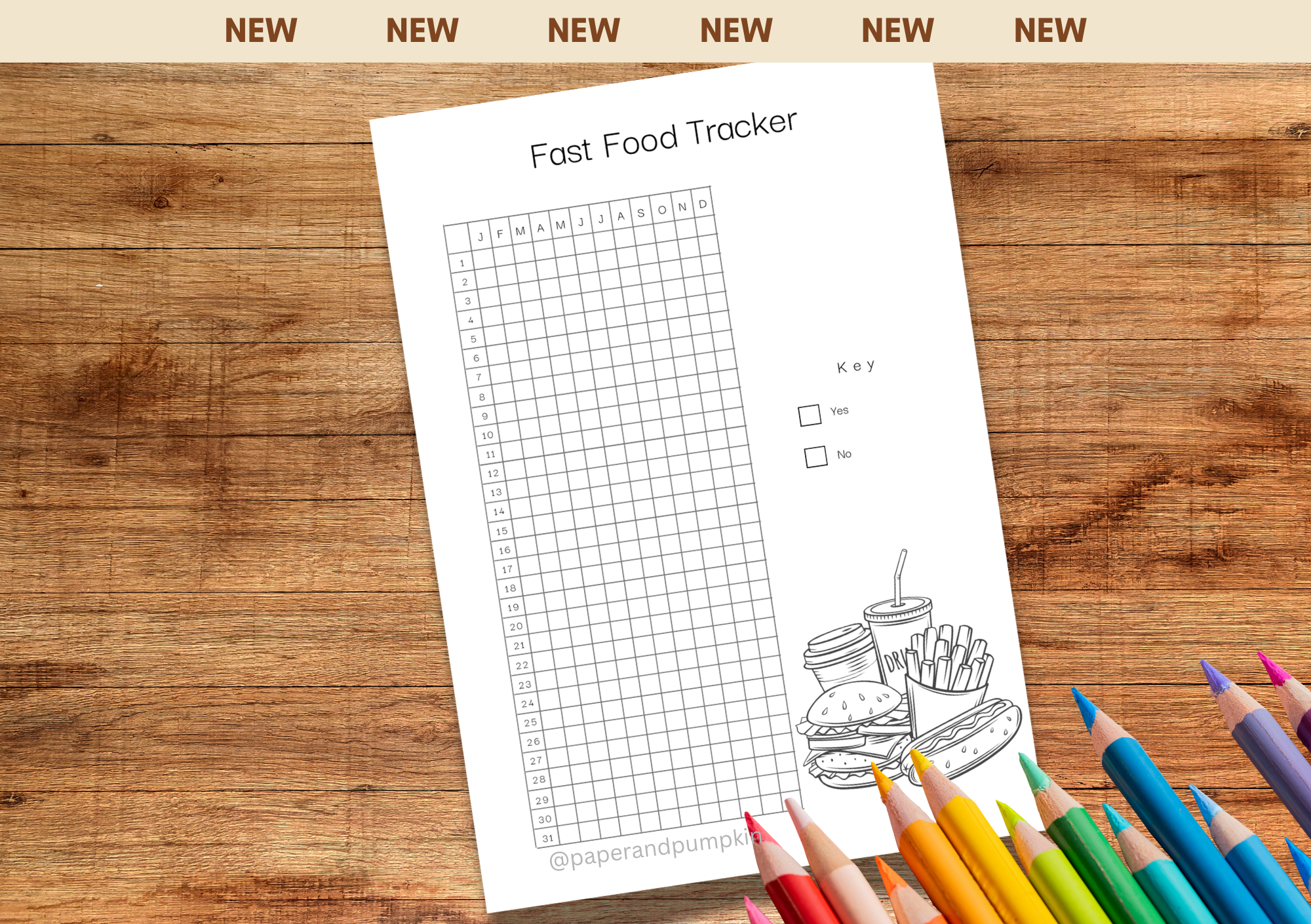 Fast Food Tracker Bullet Journal Page