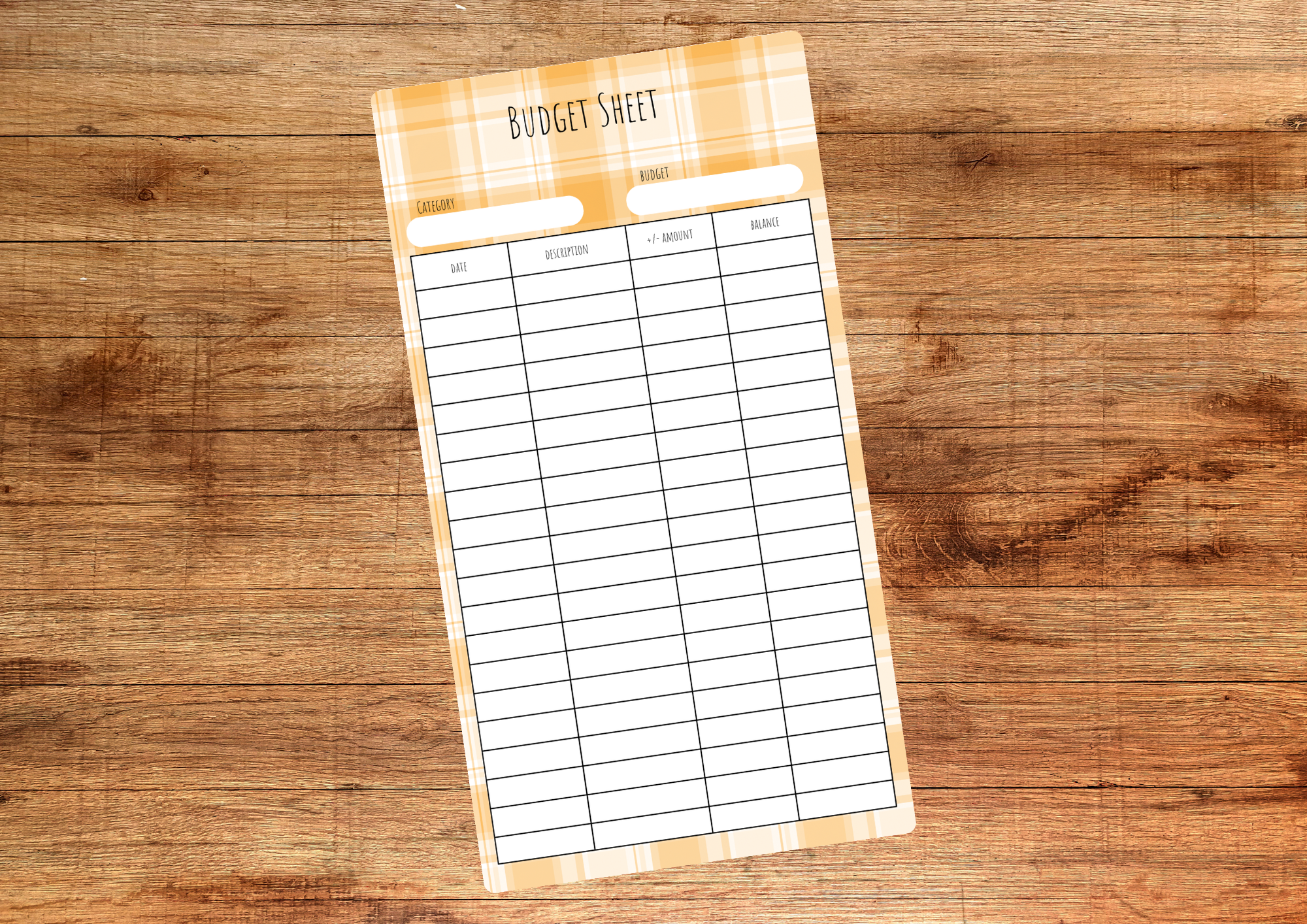 Orange Check Budget Sheet