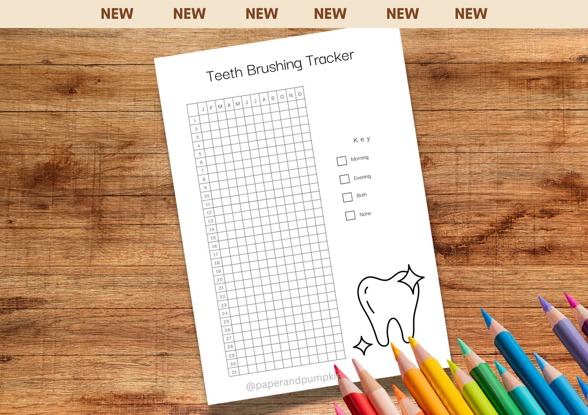 Teeth Brushing Tracker Bullet Journal Page