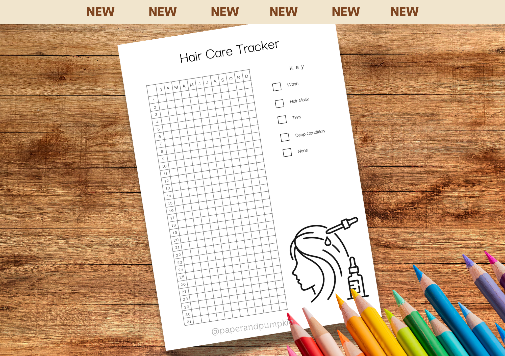 Hair Care Tracker Bullet Journal Page