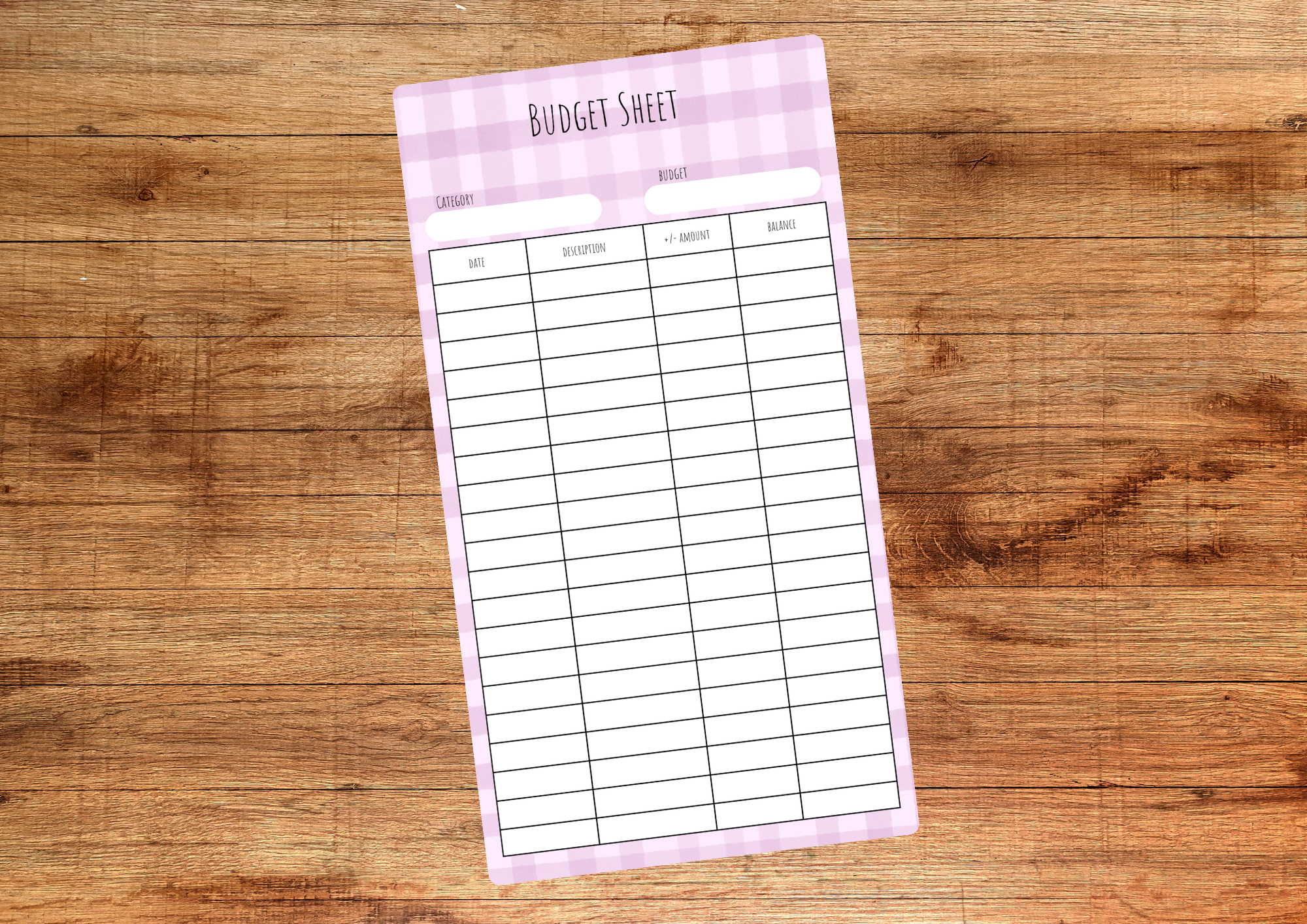 Purple Check Budget Sheet