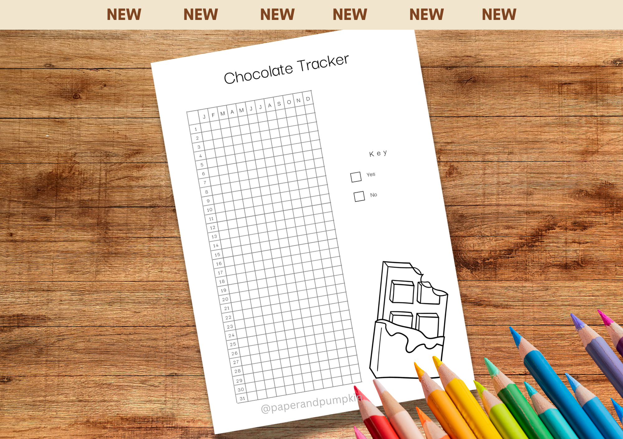 Chocolate Tracker Bullet Journal Page