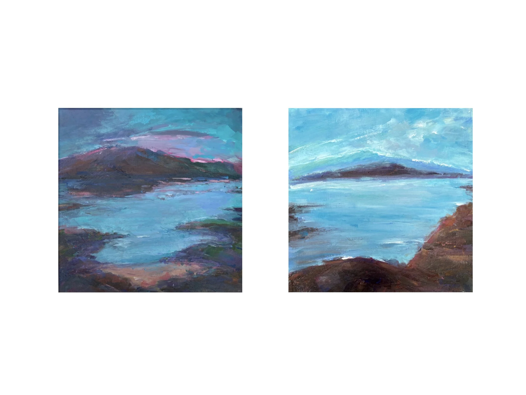 1. Beyond the Dark Mountain   2. I Do Not Walk Alone  --  Acrylic on canvas board (30 x 30 cm)