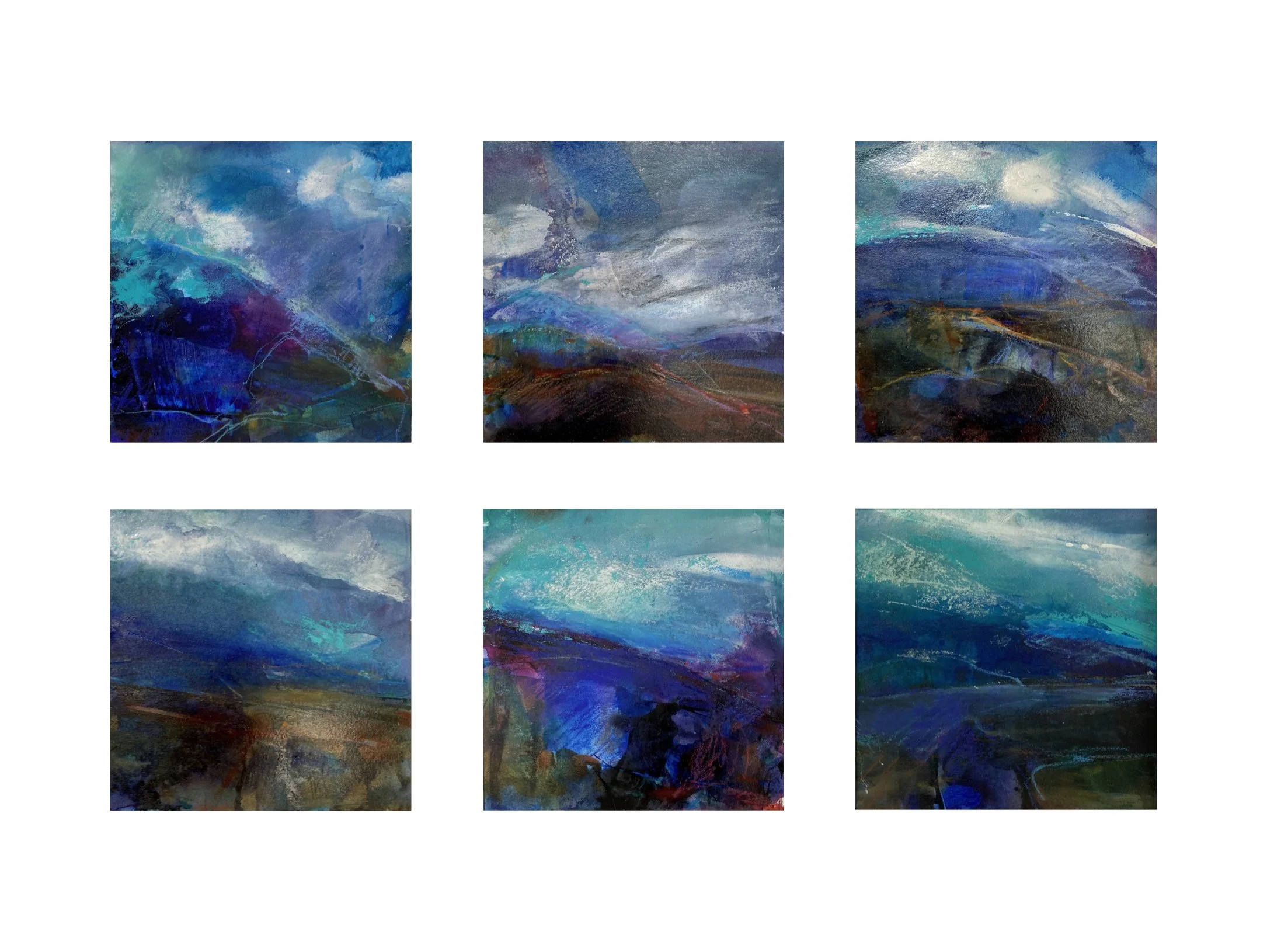 Mountain studies 1-6 -- Mixed media on paper