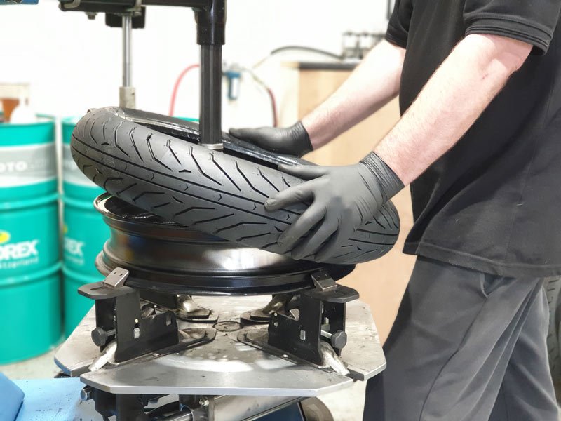 Motorcycle tyre changing in yorkshire