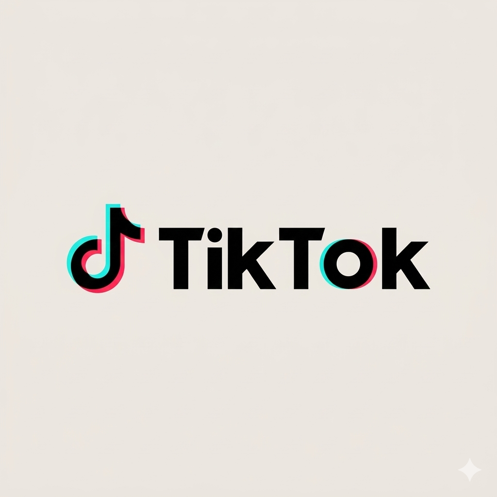 Tiktok Logo schwarz beige rot blau