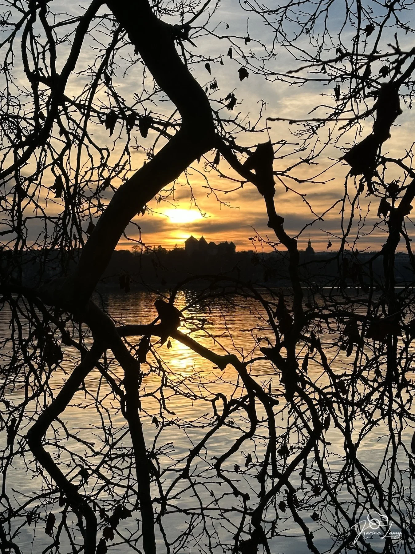 Coucher soleil sur Château d'Annecy France