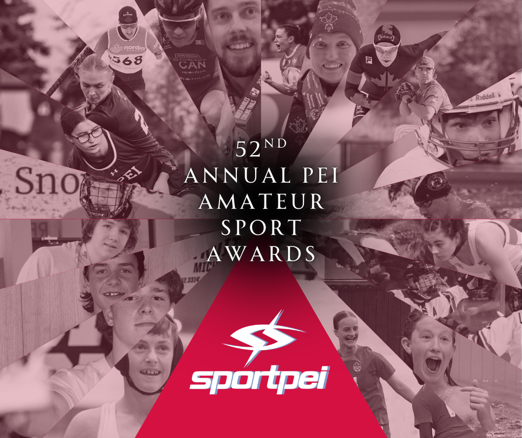 Collage of various athletes participating in different sports, promoting the 52nd annual PEI Amateur Sport Awards with the Sportpei logo.