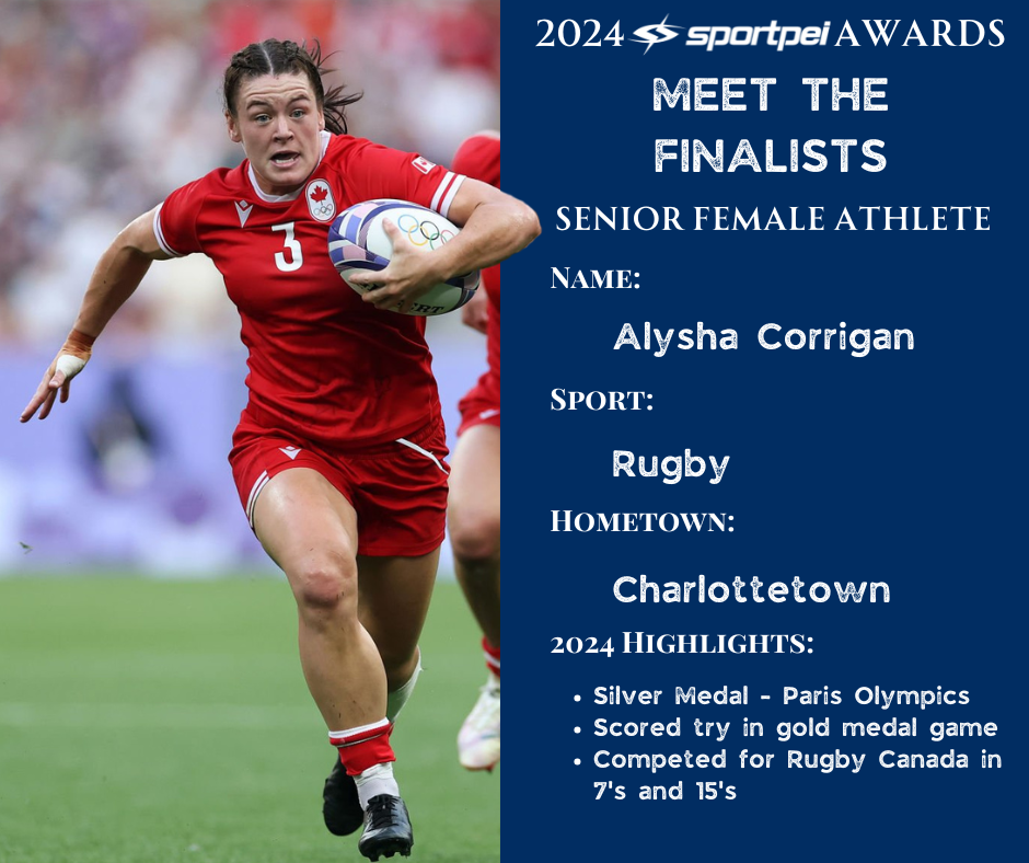 A female rugby player in a red uniform runs with a rugby ball during a game.