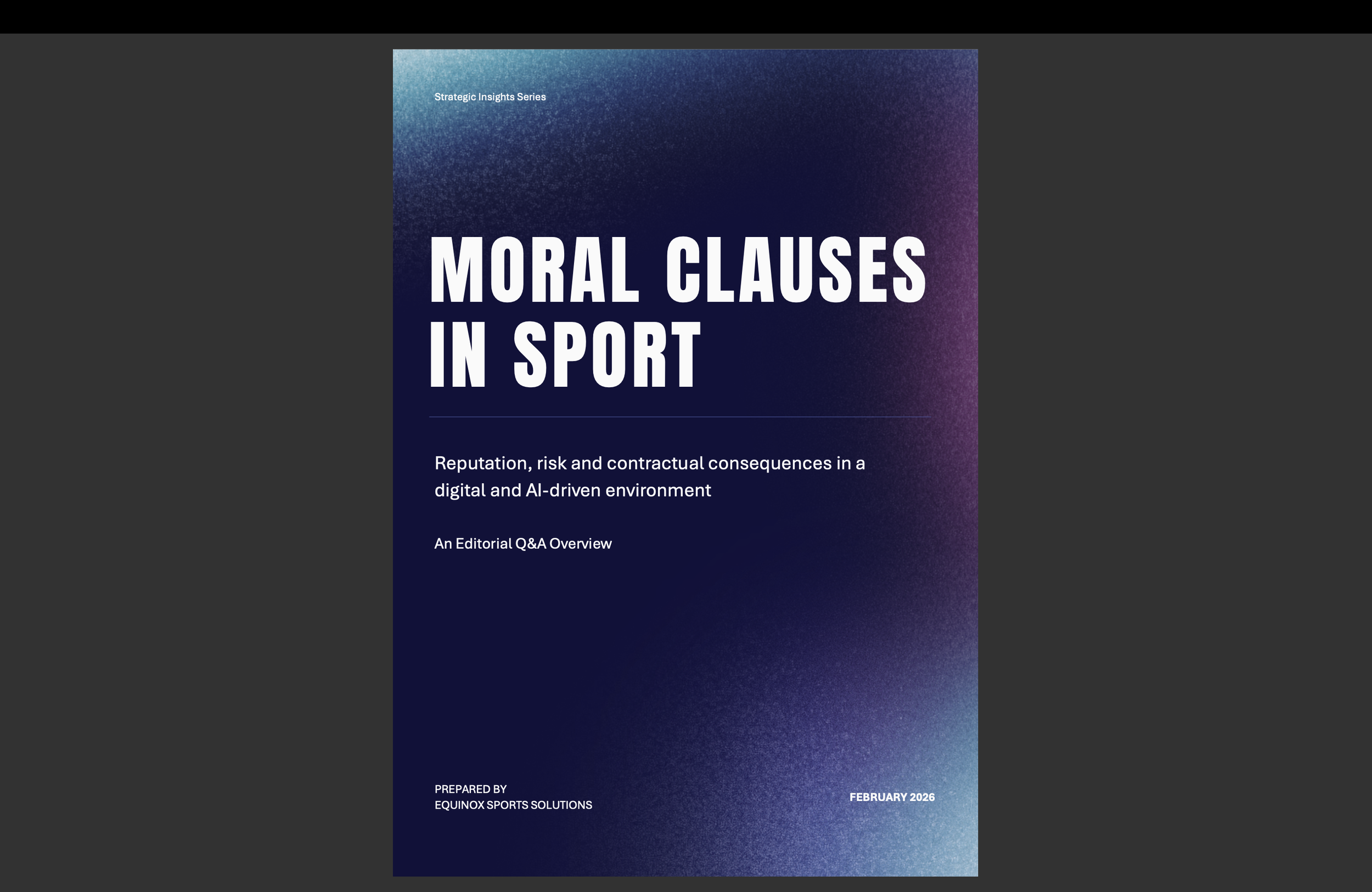 Moral Clauses in Sport: Editorial Q&amp;a Overview on digital and ai environment