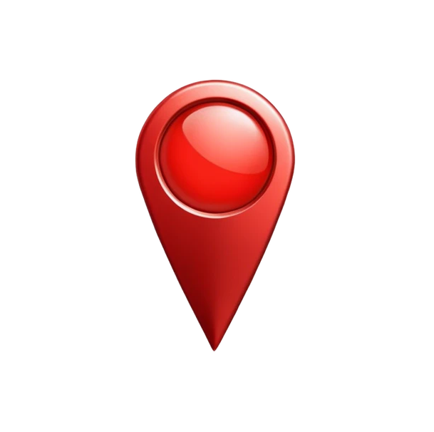 Red map pin marker icon on a white background.
