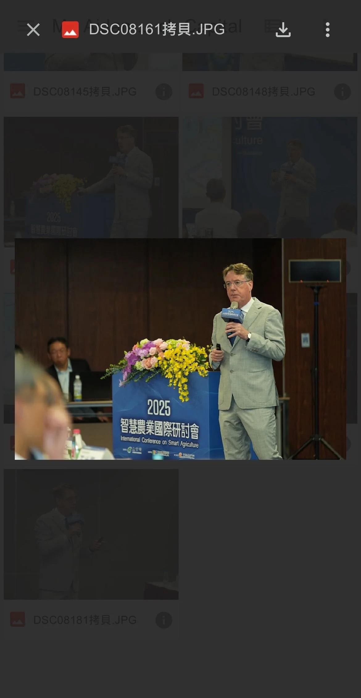 Aidan Connolly presenting at the International Conference on Smart Agriculture in Taiwan, addressing innovation and sustainability in the agri‑food system