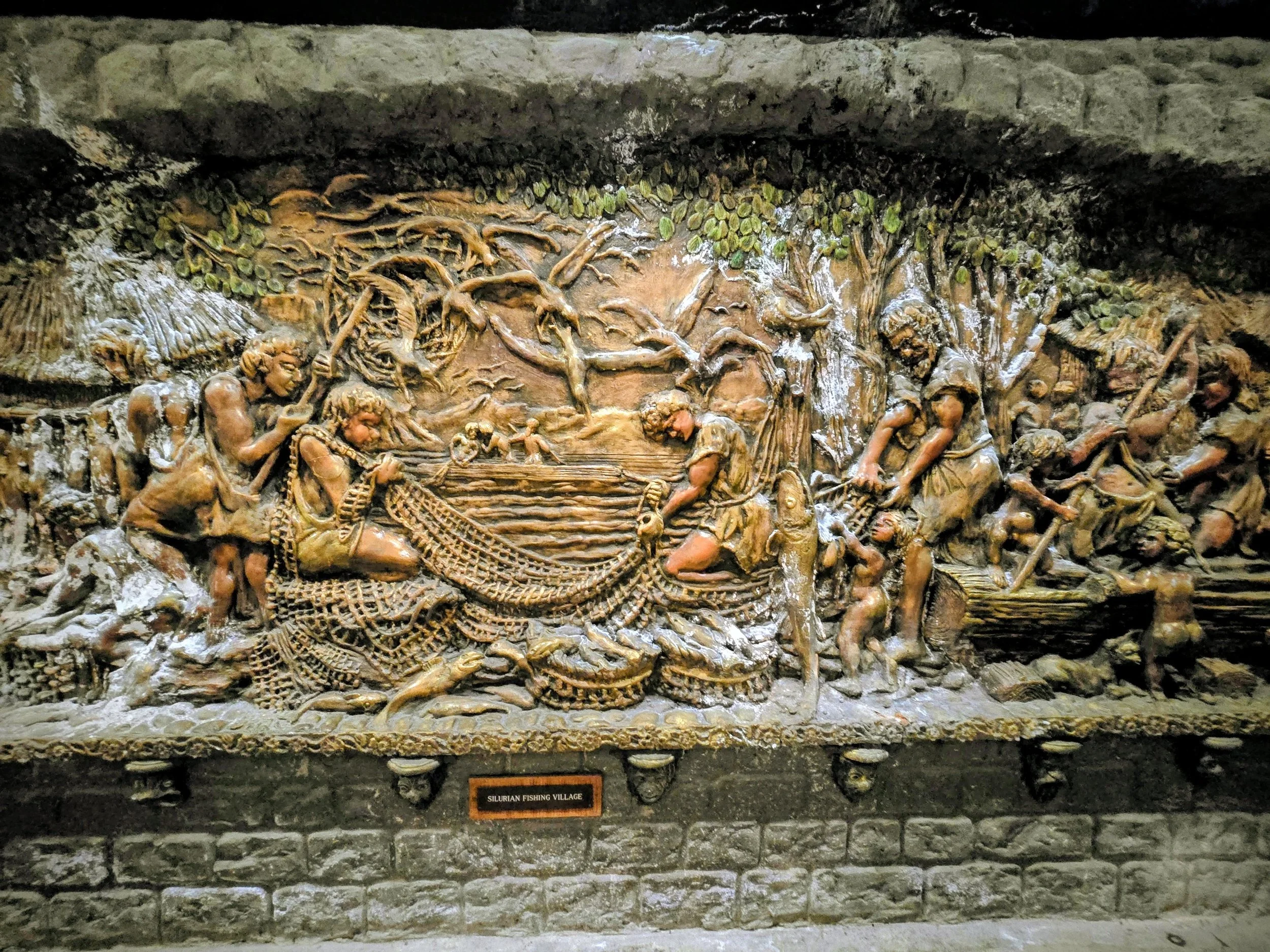 Silurian Fishing Village Bas-Relief, Cardiff Castle