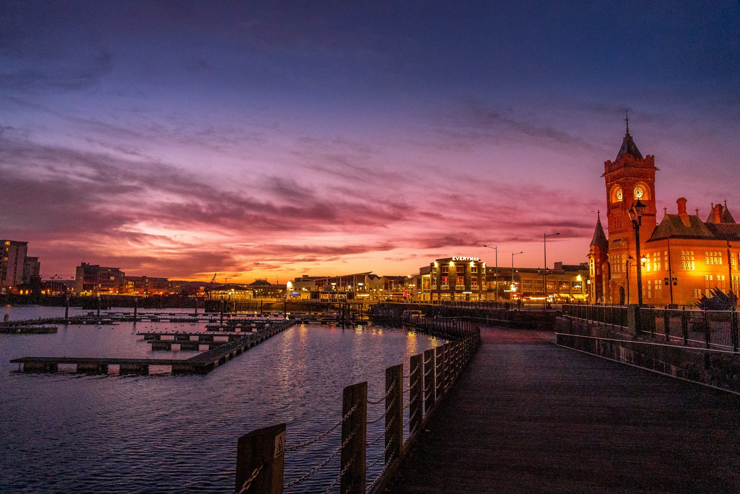 Cardiff Bay View Point during night