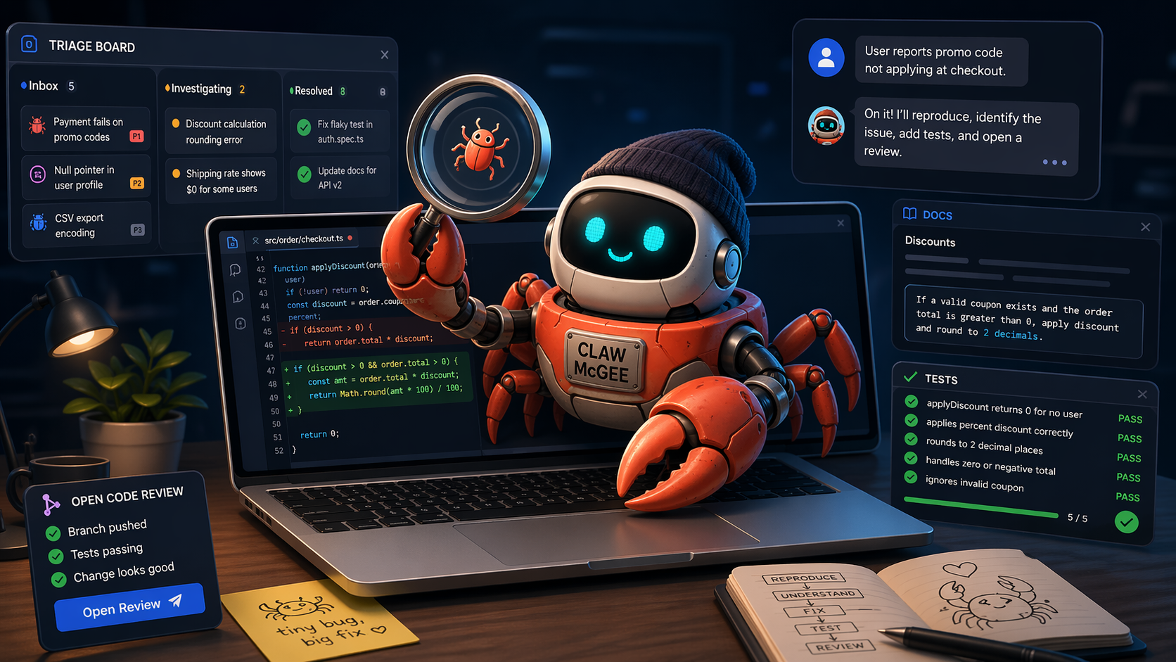 Claw McGee, Fixer of things