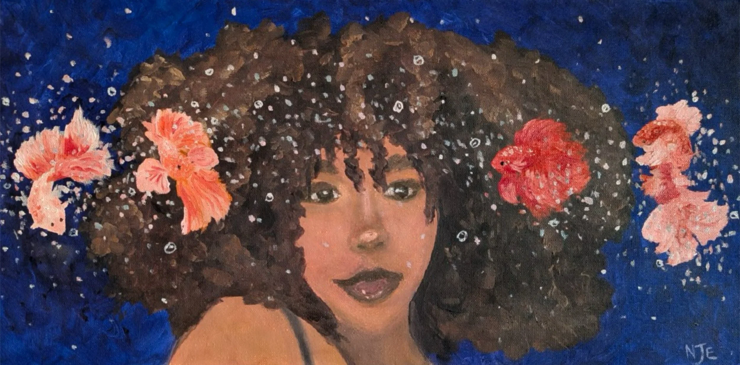 'Underwater Princess'
30x80cm standard canvas
Oil pastels and oil paints on canvas
Completed Dec 2025