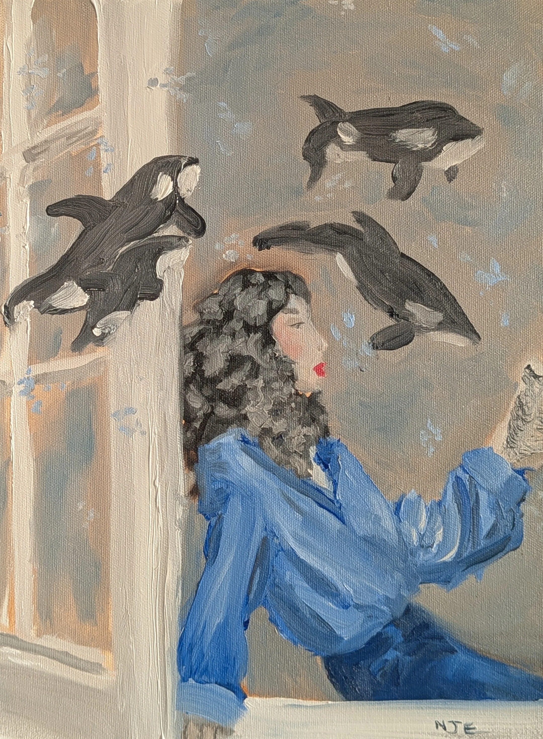 'Swimming with the Orcas'
 x " cotton deep edge canvas
Oil on canvas
Completed Feb 2026