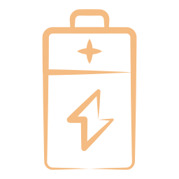 Outline drawing of a battery with a lightning bolt symbol in the center