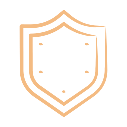 A shield with a simple design and four small dots inside.