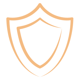 Illustration of a shield with a smaller shield inside it, in tan color on a black background.