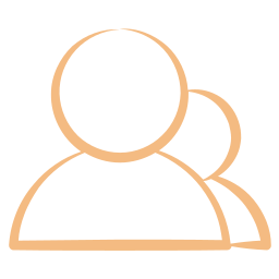 Icon of two overlapping user profile silhouettes with circular heads and shoulders, representing multiple users or a group.