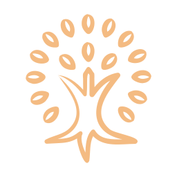 Stylized tree with rounded leaves and a trunk, in a minimalist design.
