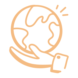Illustration of a hand holding the Earth with a wristband or tag, symbolizing environmental awareness or sustainability.
