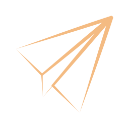 Line drawing of a paper airplane in light brown color.