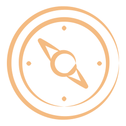 A compass illustration with a beige and black color scheme.