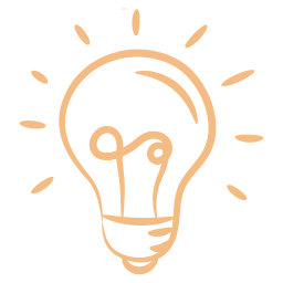 Simple illustration of a glowing light bulb with rays around it.