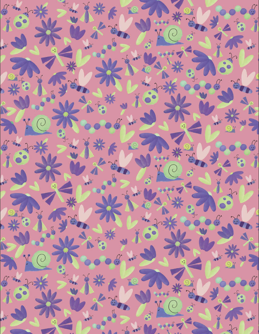 Retro Bugs Fabric Pattern Collection-Spring Flowers