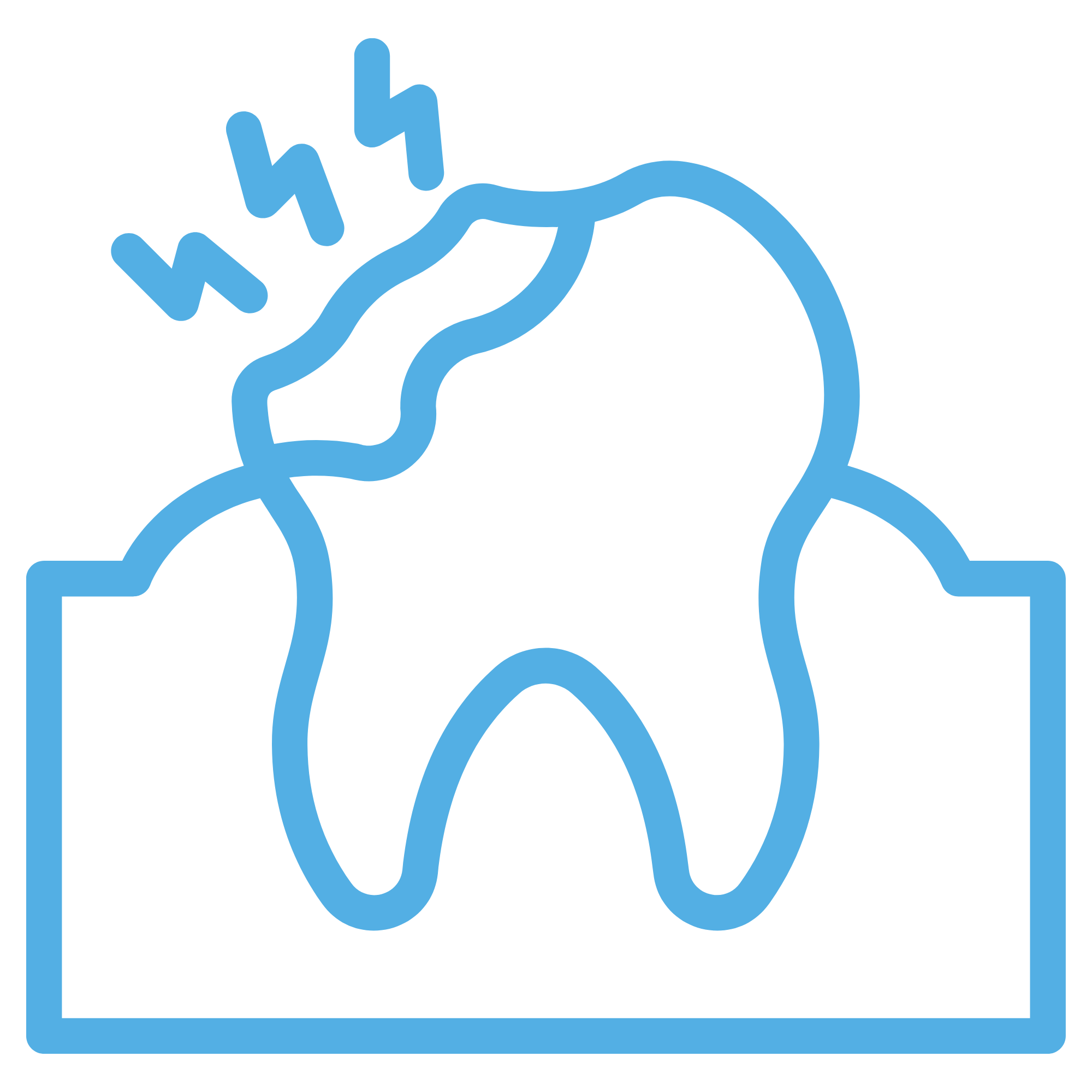 Line drawing icon of a broken tooth, representing restorative dentistry.