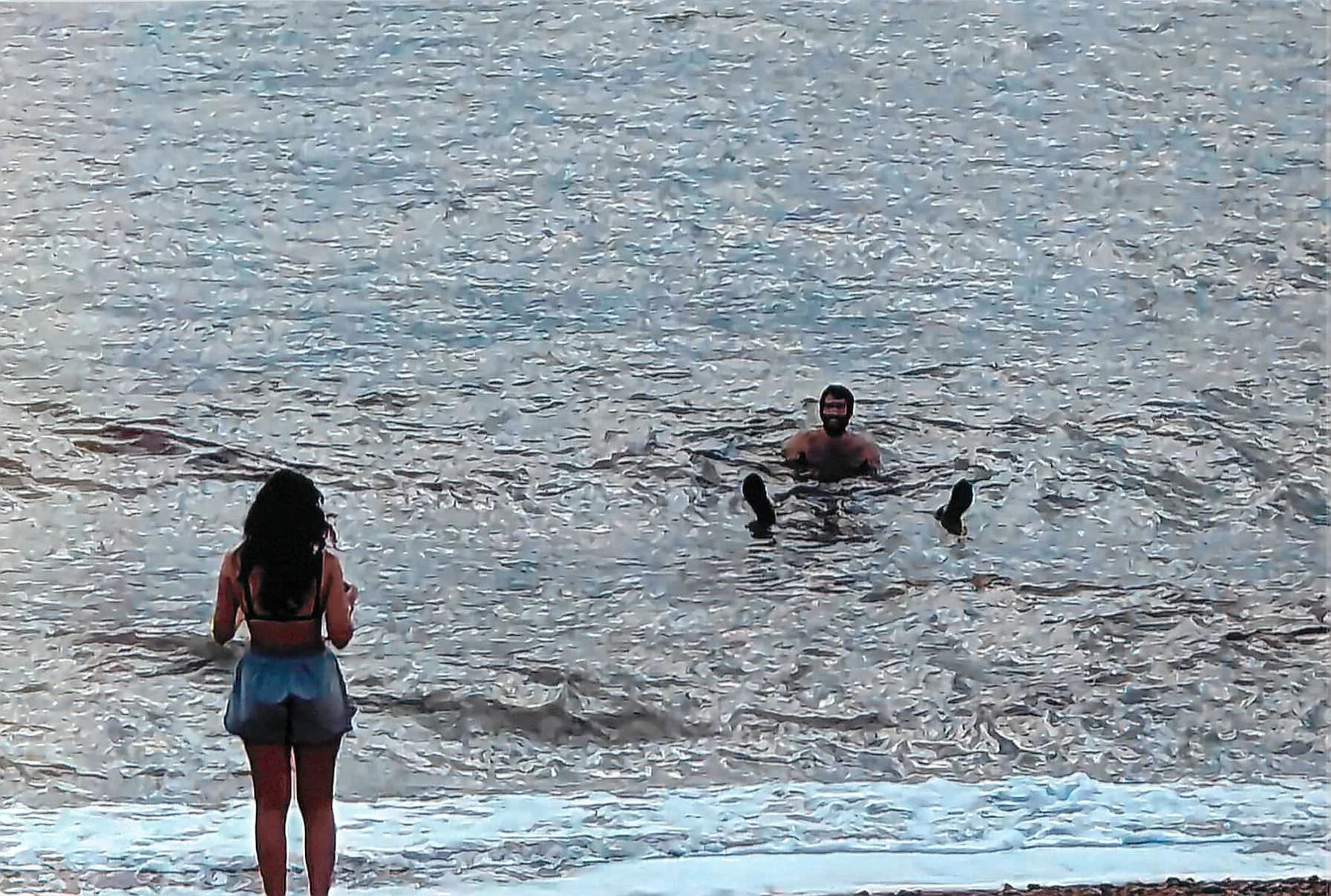A fellow tourist floating in the Dead Sea Jordan 2023