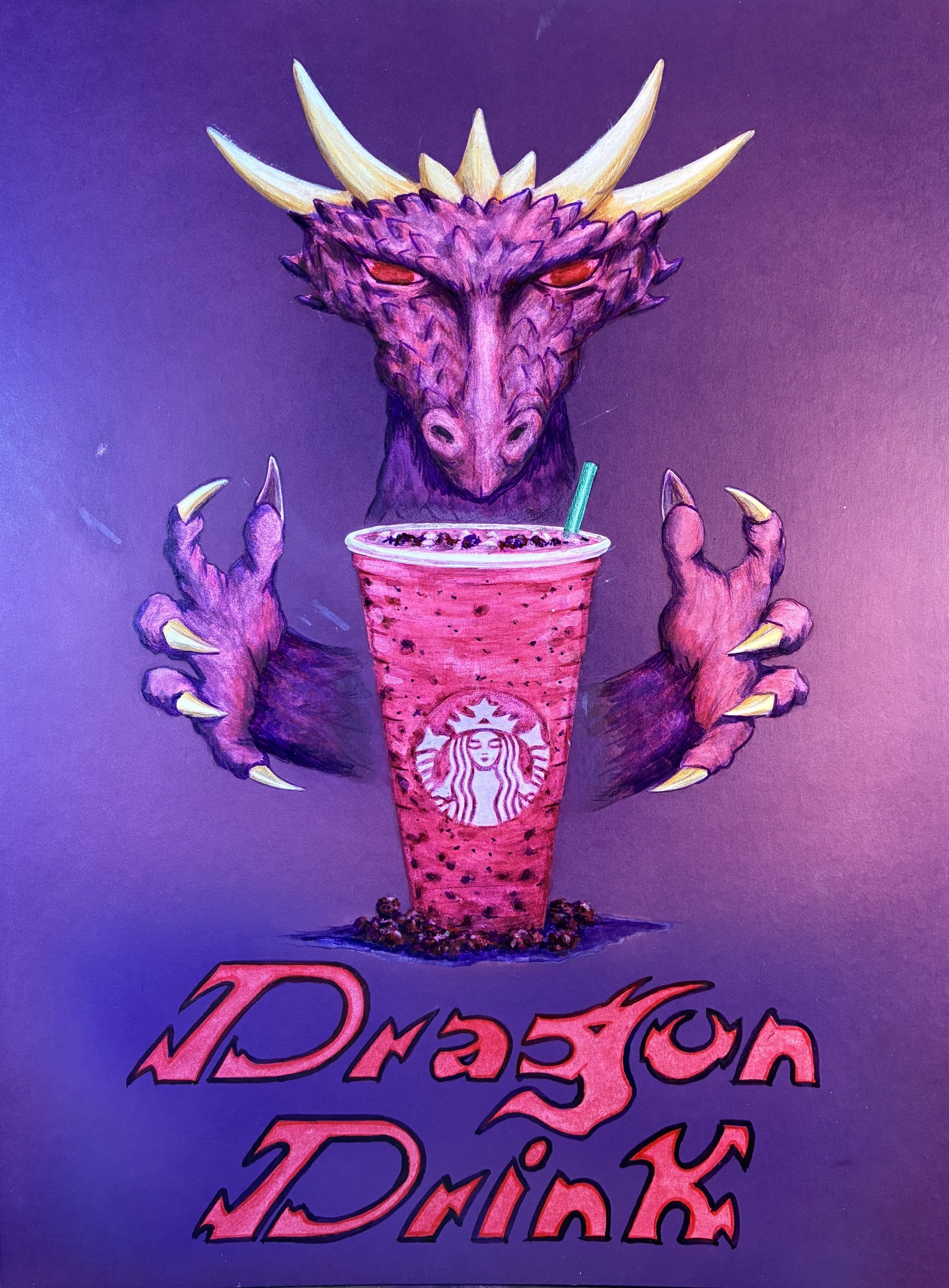 Hypothetical Ad for Dragon Drink - Mixed Media Exercise on Illustration Board
