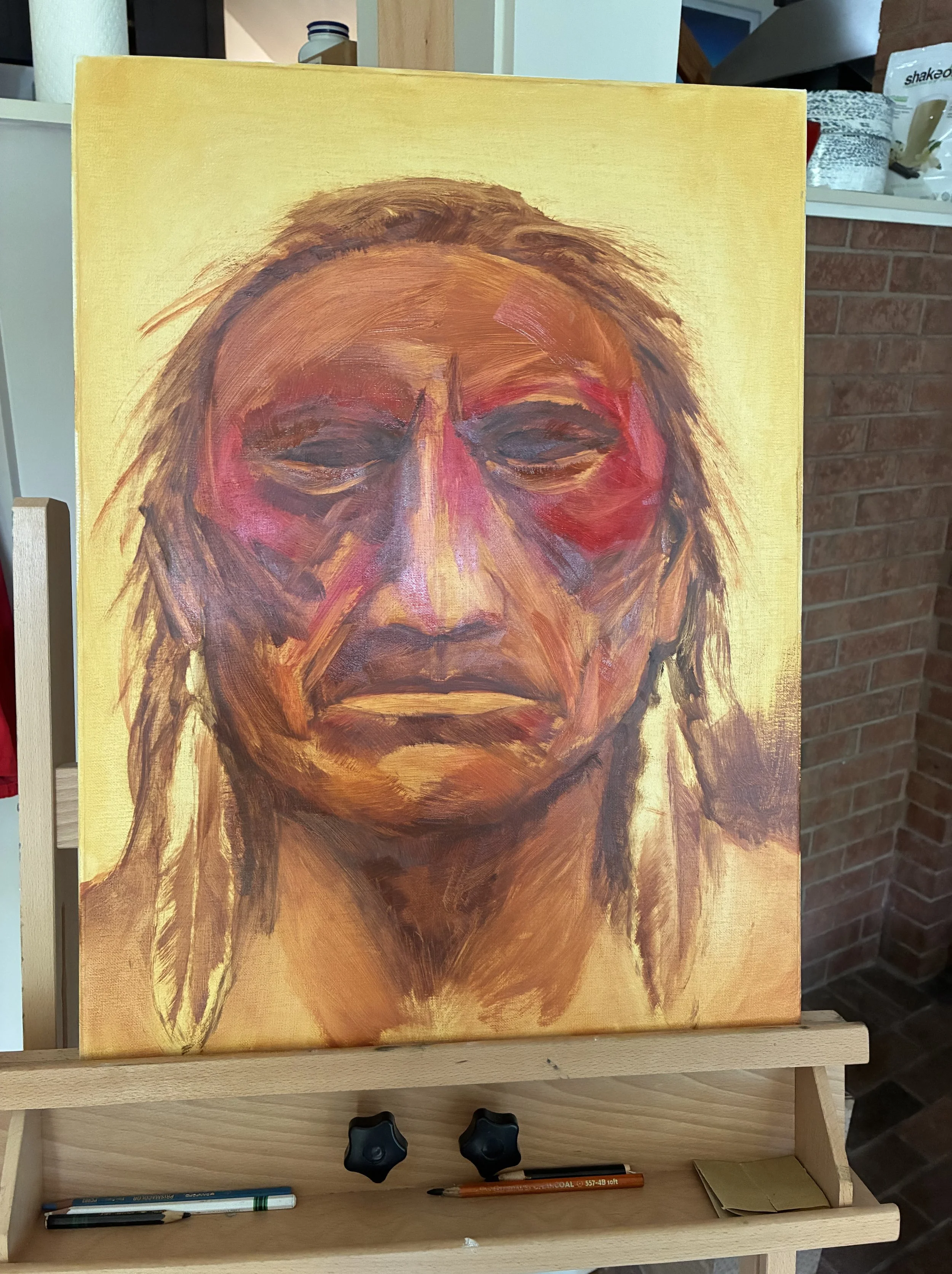 In the Works - Indian Portrait - Oil on Canvas